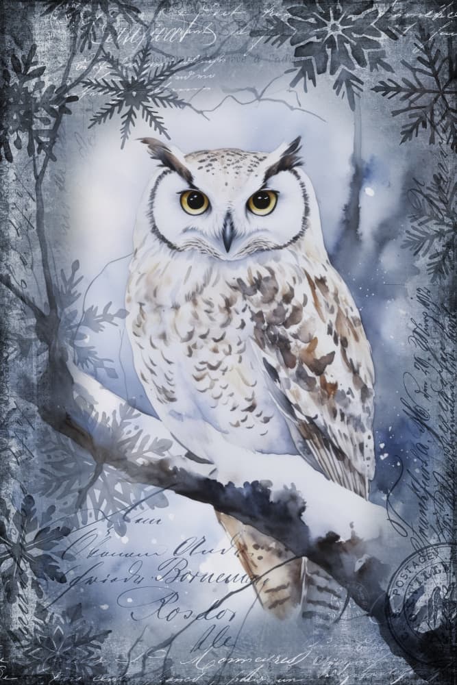 Elegant Winter Owl by Andrea Haase — canvas wall art