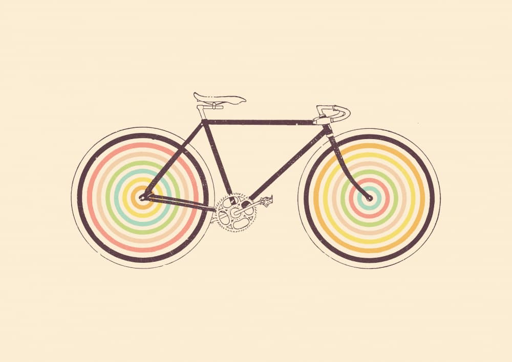 Colorful Retro Bike by Florent Bodart — canvas wall art