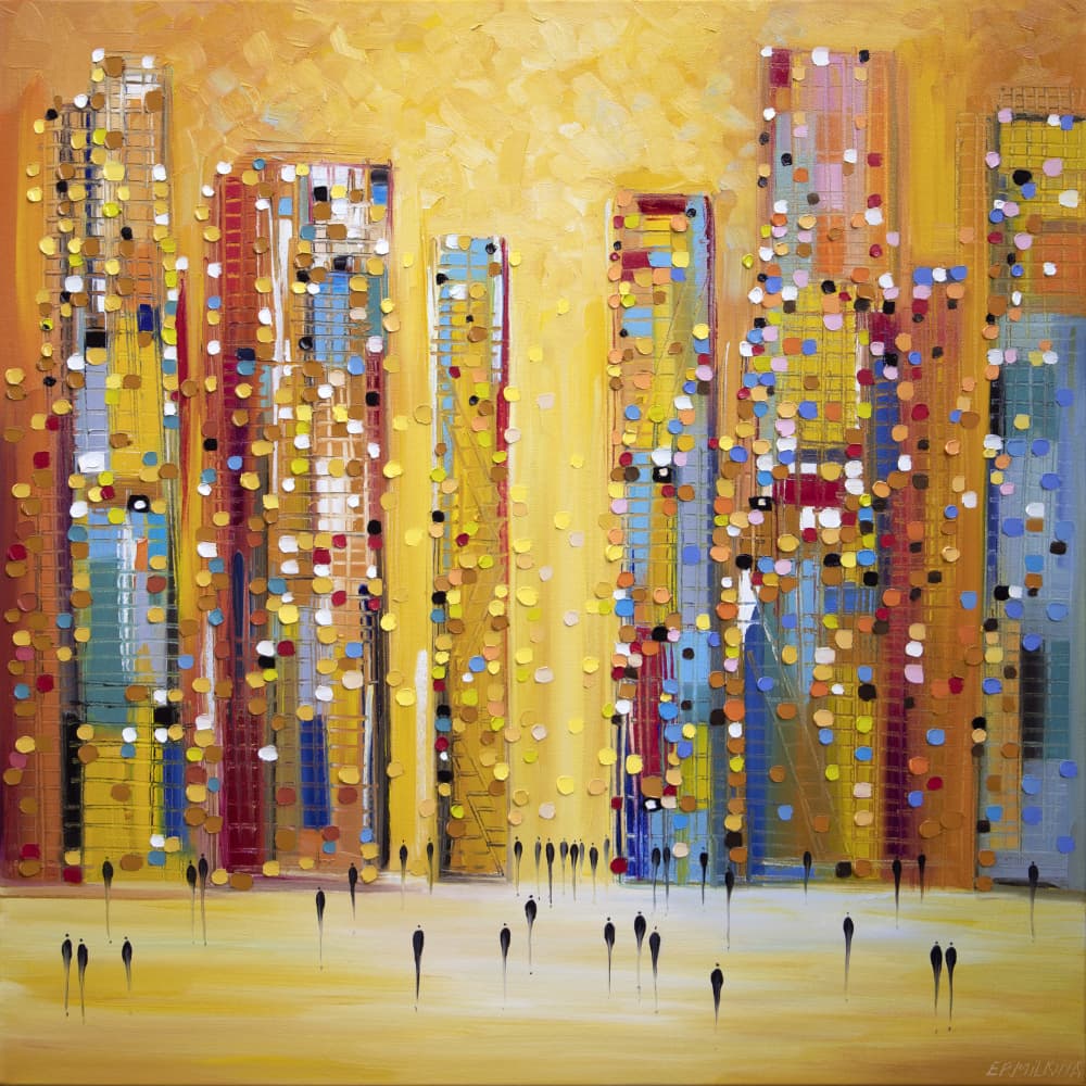 Golden City Life by Ekaterina Ermilkina — canvas wall art