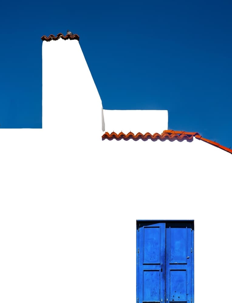 White Walls Blue Shutters by Arnon Orbach — canvas wall art