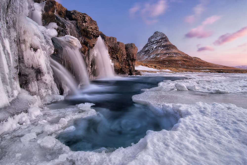 Kirkjufell Frozen Waterfalls by Ivan Pedretti — canvas wall art