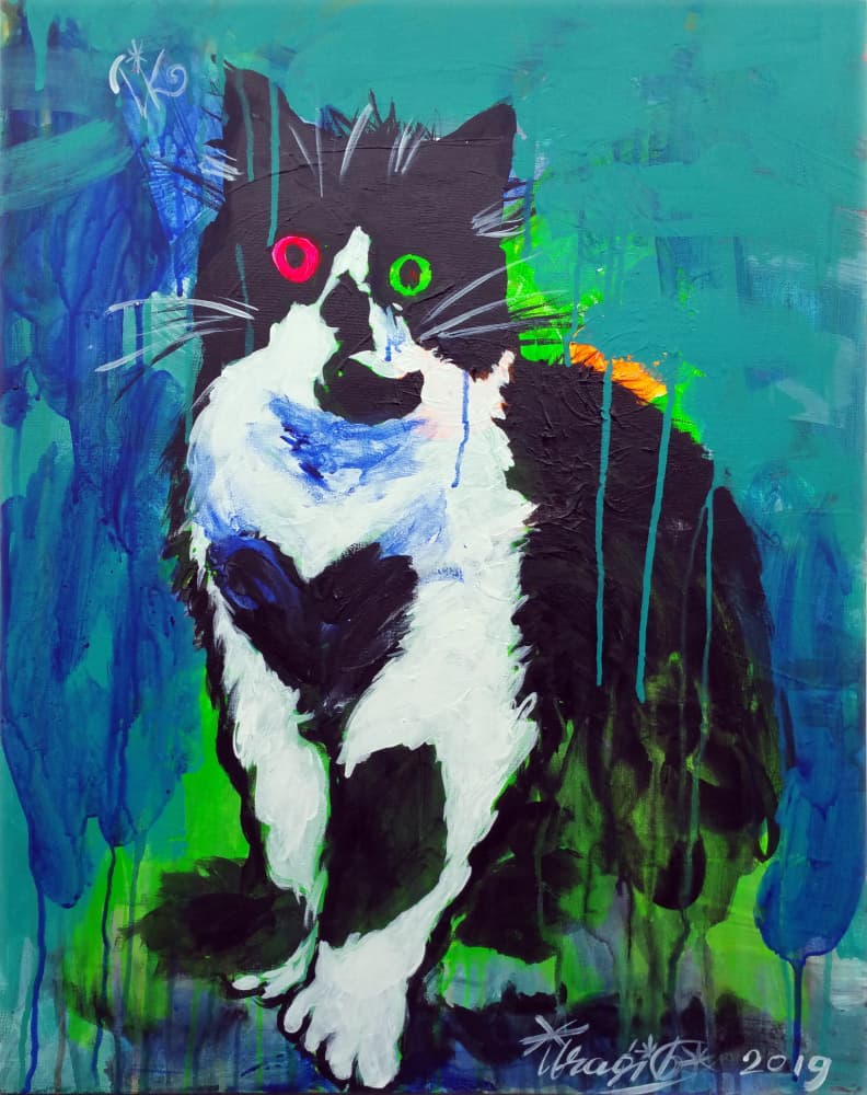 Colorful Abstract Cat by Kanat Ibragimov — canvas wall art