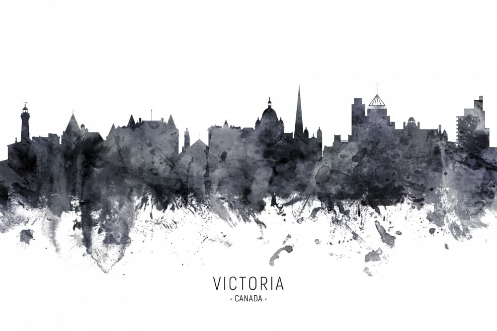 Victoria Watercolor Skyline by Michael Tompsett — canvas wall art