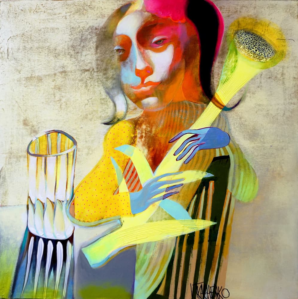 Colorful Abstract Music Woman by Victor Tkachenko — canvas wall art