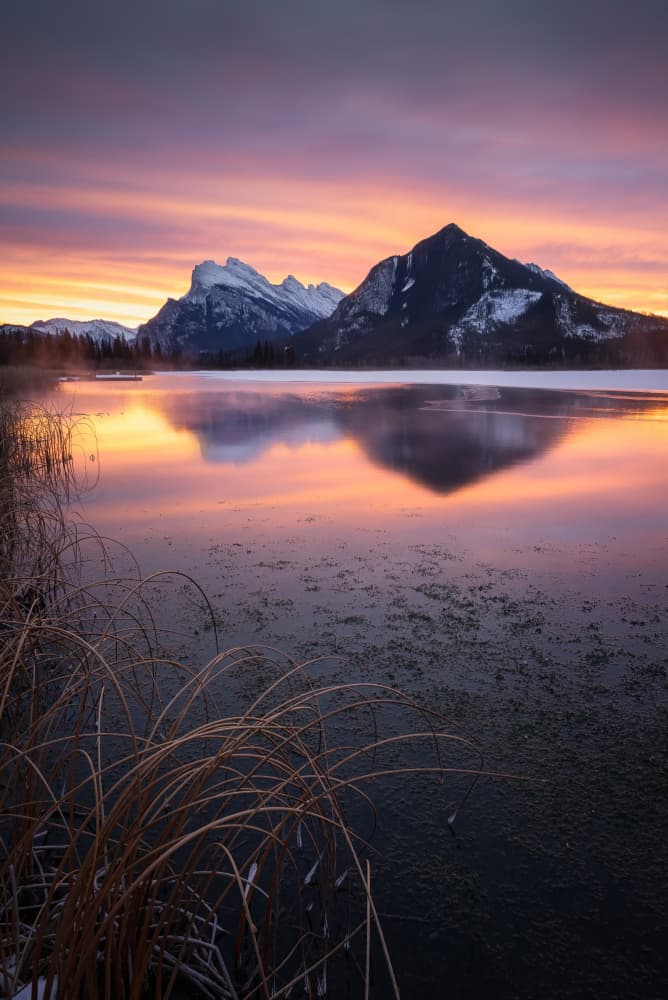 Vibrant Mountain Dawn Reflection by Yongnan Li (李永男) — canvas wall art