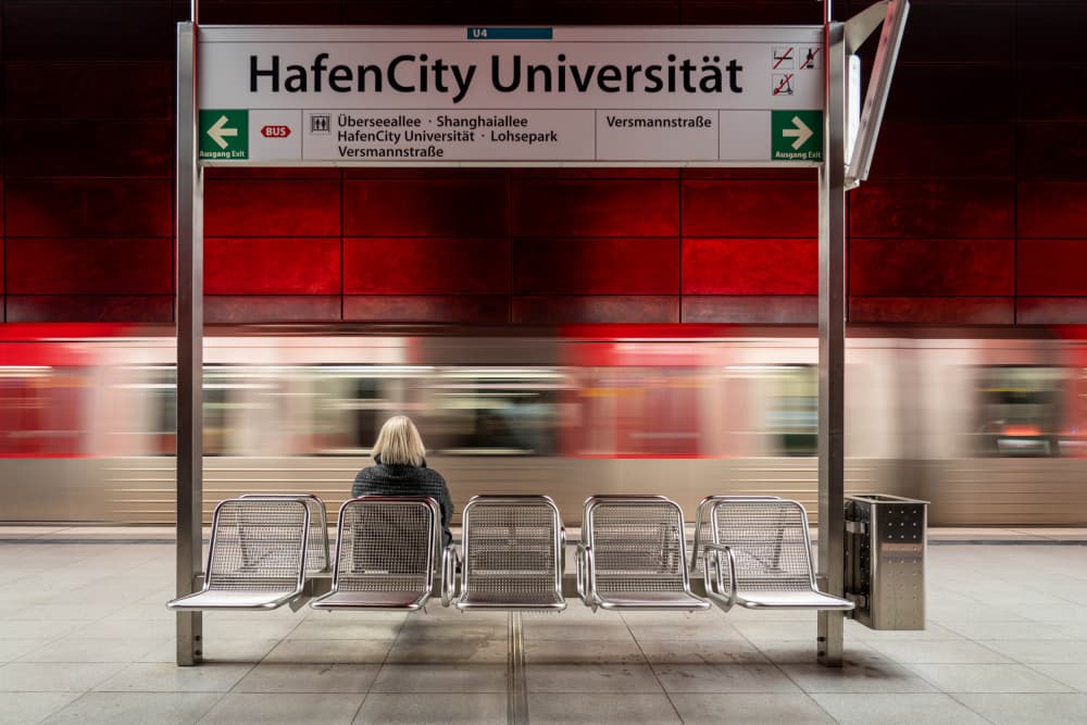 Red Subway Station Motion by Dieter Reichelt — canvas wall art