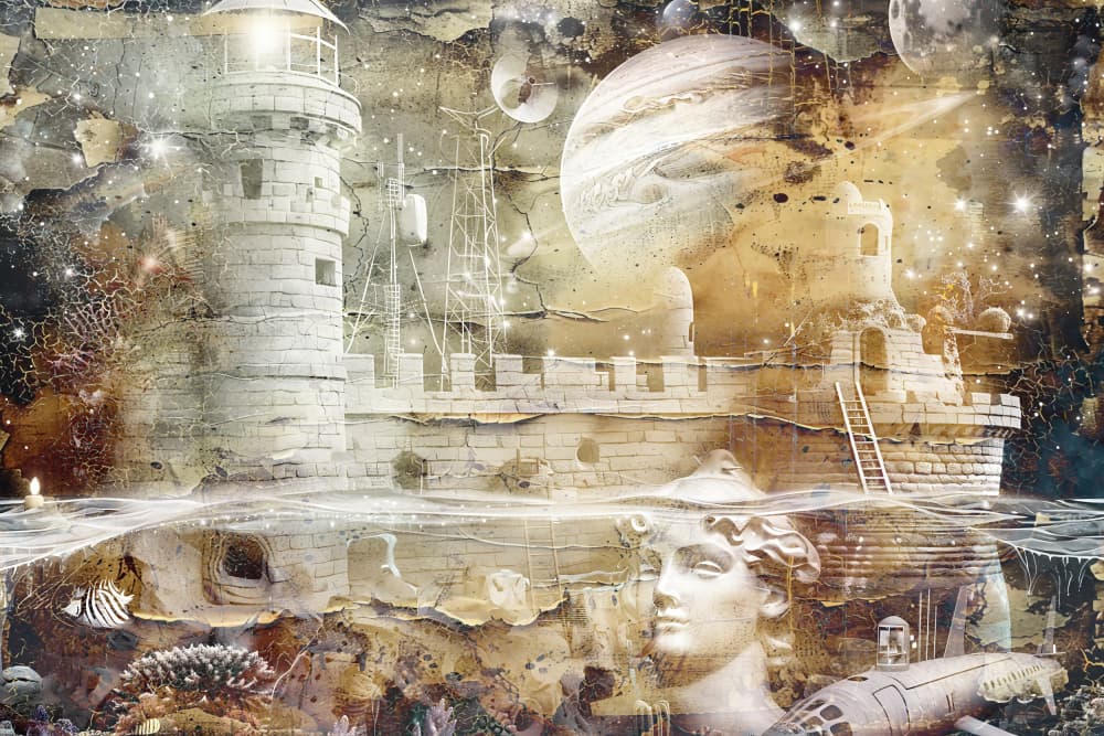Galactic Ocean Lighthouse by Rafal Kulik — canvas wall art