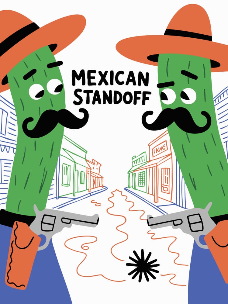Funny Cactus Standoff by Andreas Magnusson — canvas wall art