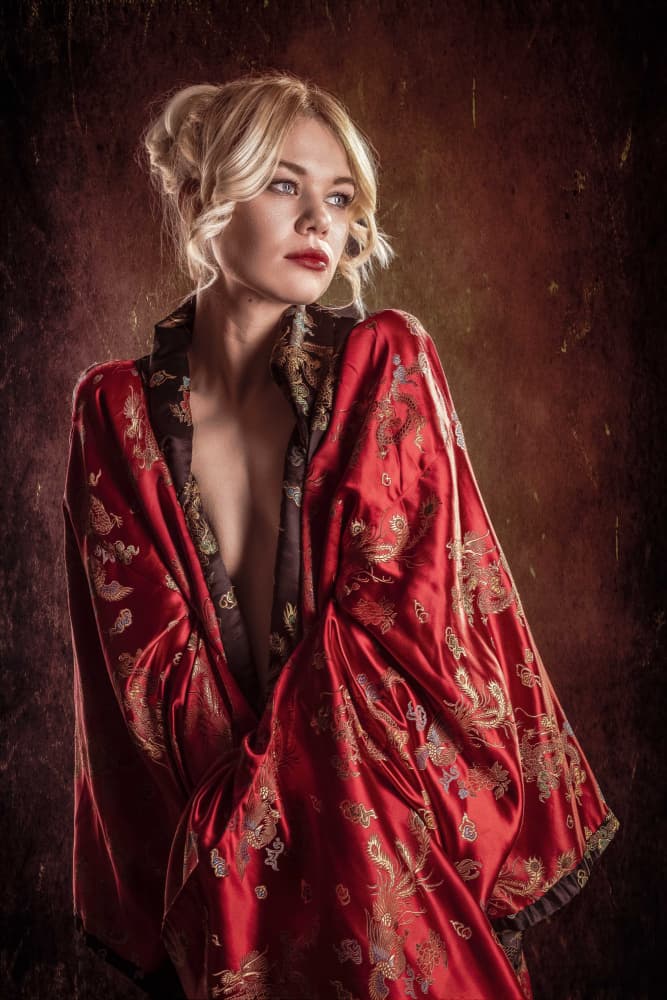 Mysterious Red Kimono by Eddie Kavanagh — canvas wall art