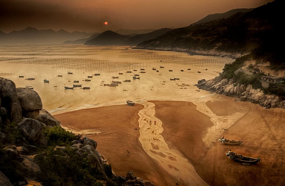 Tranquil Coastal Sunset by Angela Muliani Hartojo — canvas wall art
