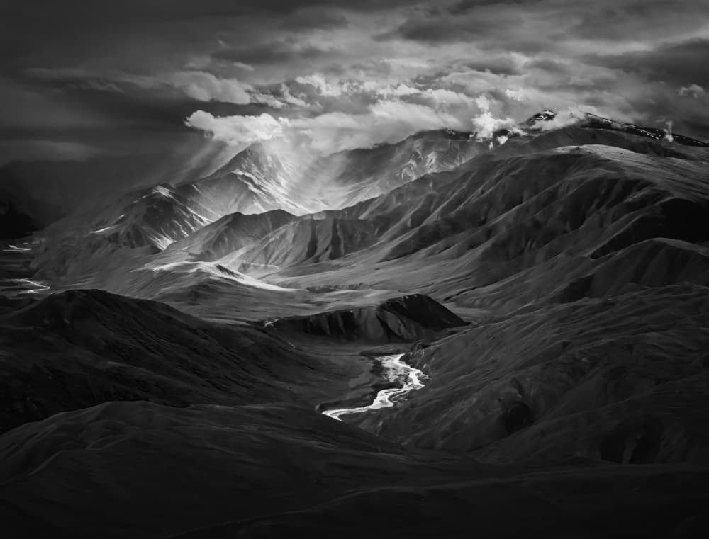 Dramatic Mountain Valley River by Irene Wu — canvas wall art