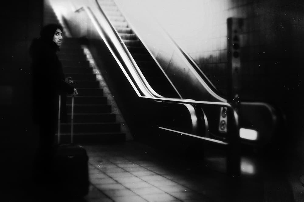 Solitary Subway Traveler by Holger Droste — canvas wall art