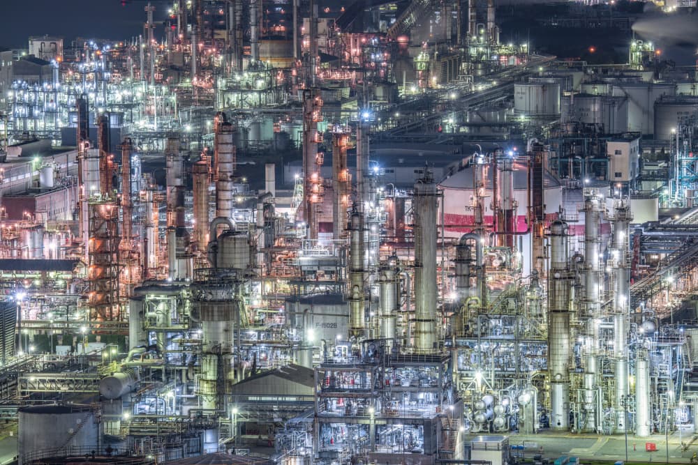 Glowing Industrial Complex by Kobayashi Tetsurou — canvas wall art