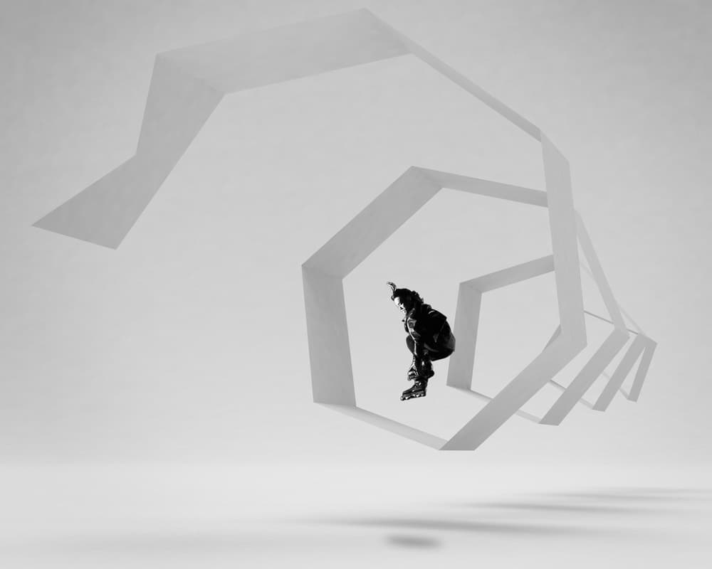 Dynamic Figure Geometric Tunnel by Naoki Matsumura — canvas wall art