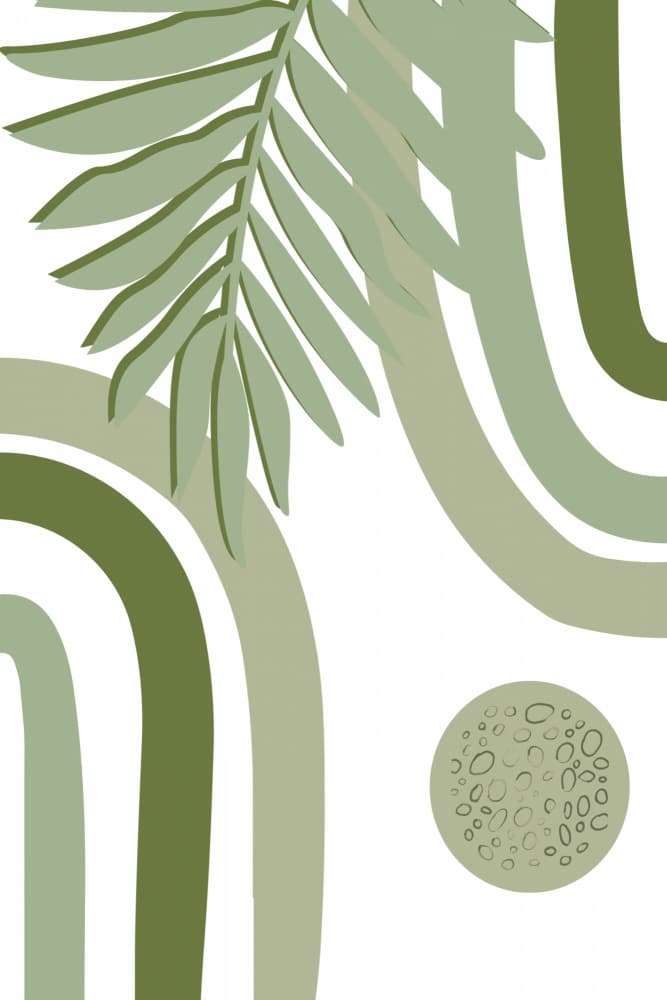 Boho Green Leaf Moon by Sally Ann Moss — canvas wall art