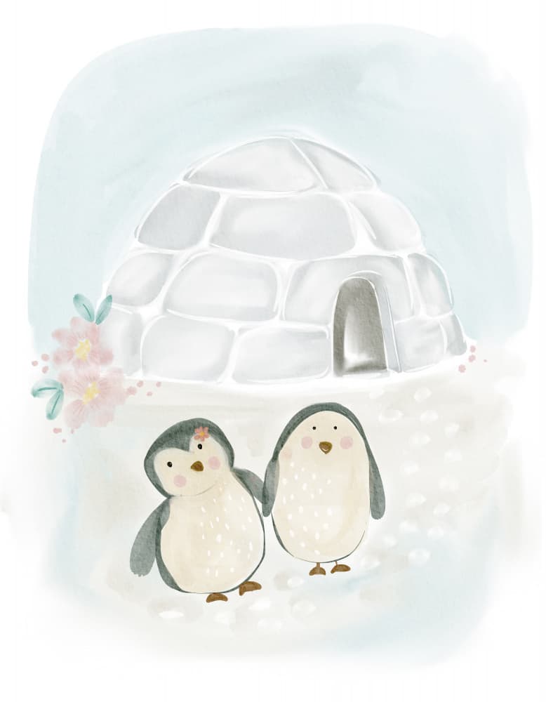 Cute Penguin Friends by Nikita Jariwala — canvas wall art