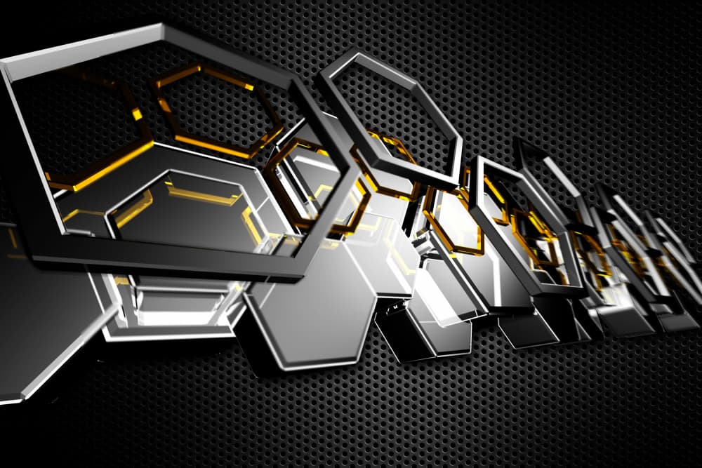 Sleek Gold Hexagons by Rafal Kulik — canvas wall art