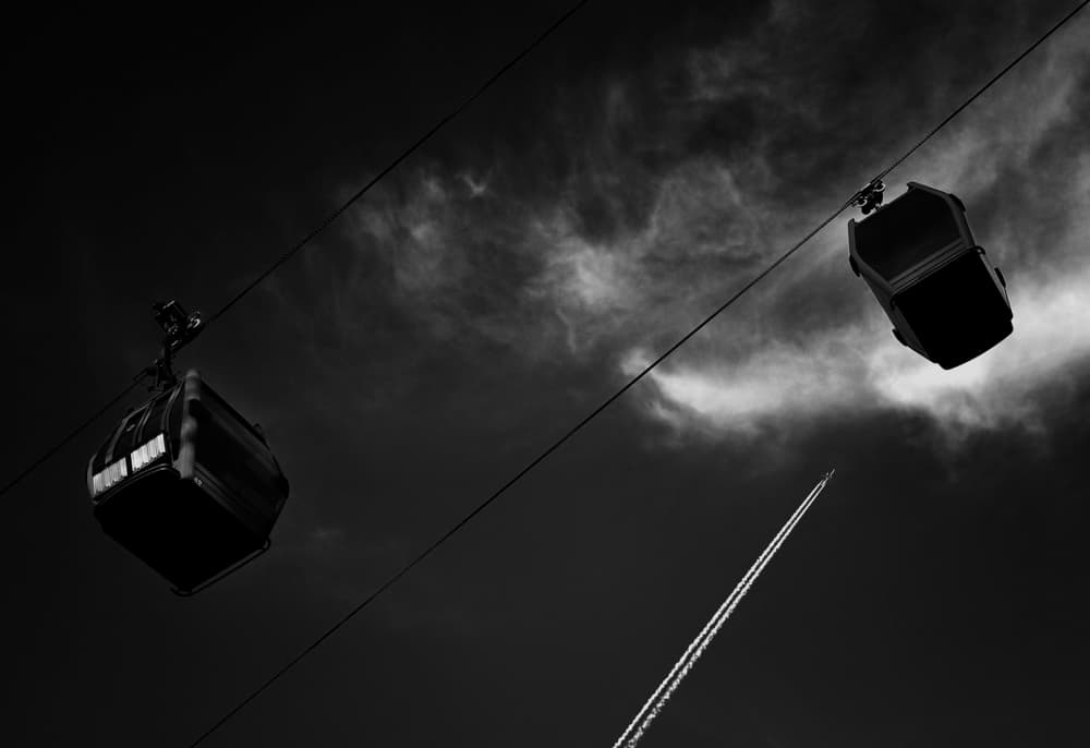 Sky Gondolas and Contrail by Samanta Krivec — canvas wall art