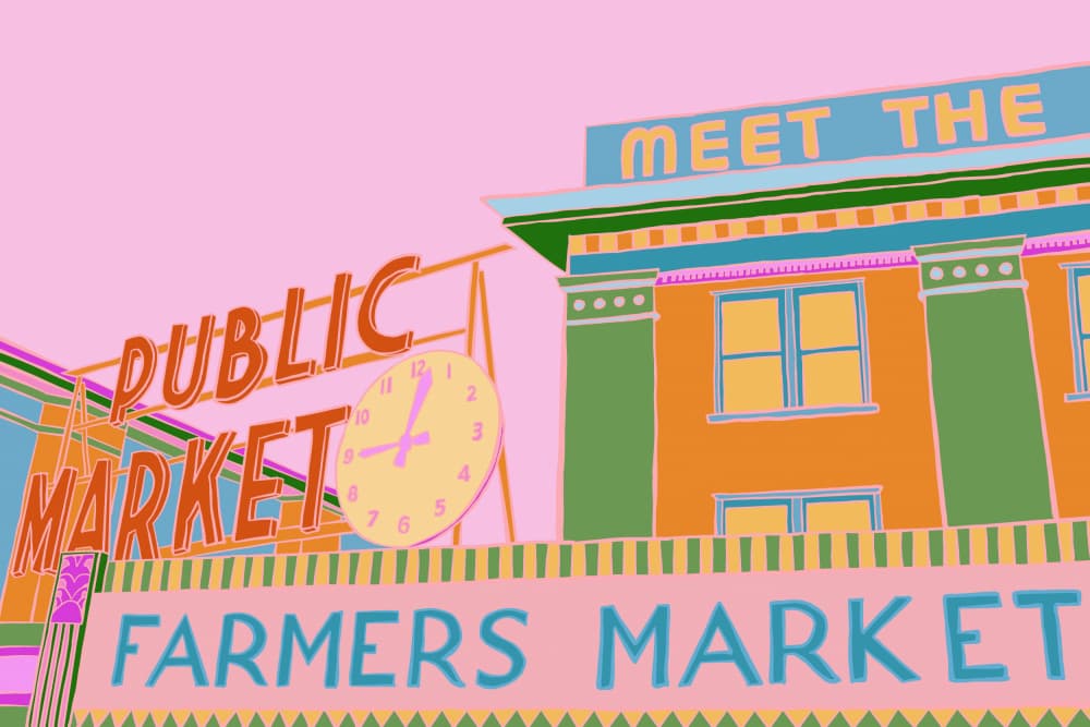 Retro Farmers Market by Vibrant Vacationer (Audra) — canvas wall art