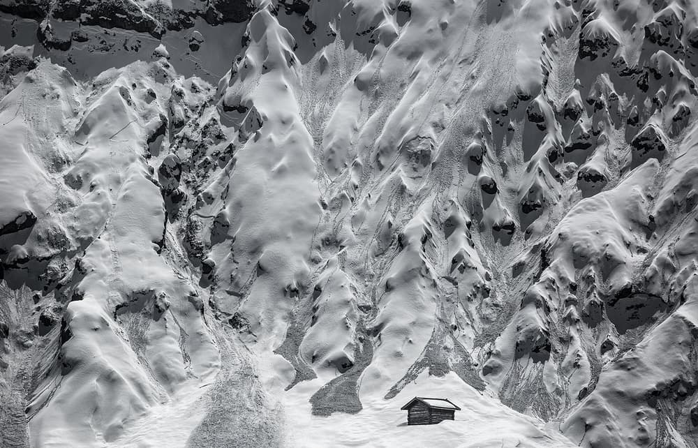 Snowy Mountain Cabin by swapnil deshpande — canvas wall art