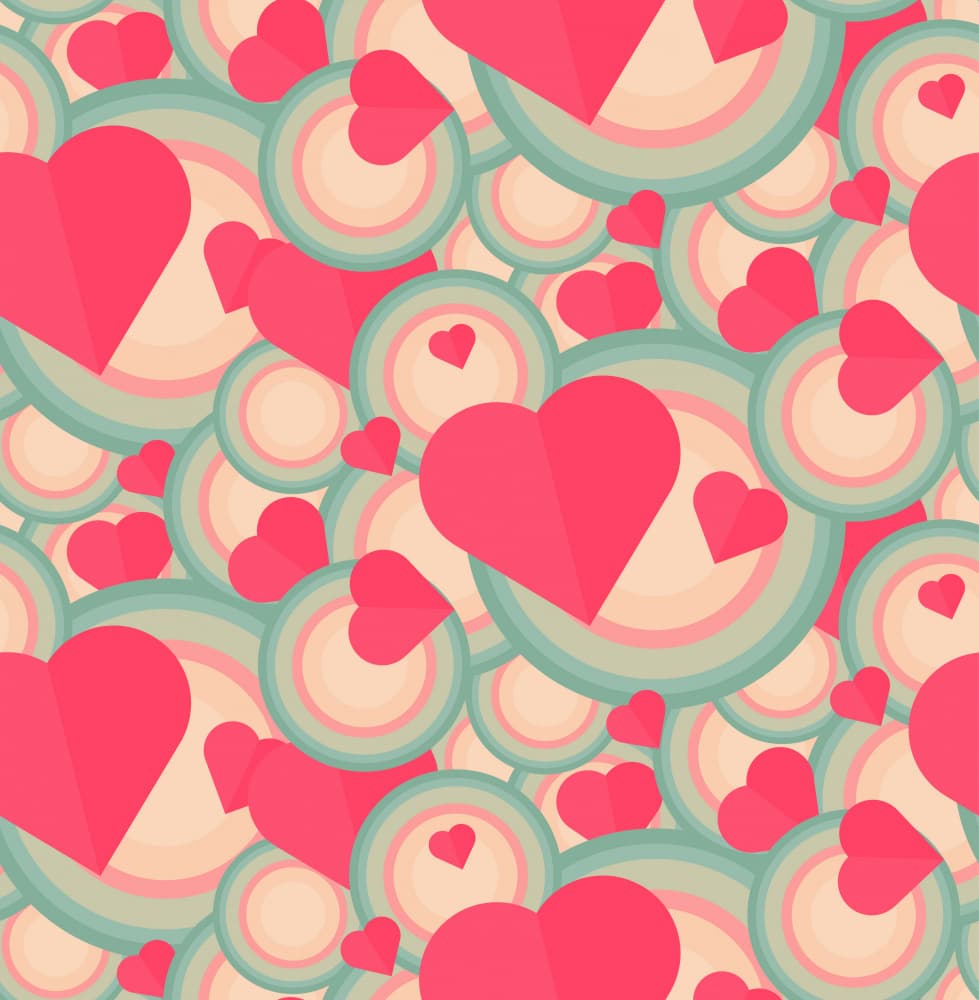 Retro Heart Circles Pattern by Marika Barsrsind — canvas wall art
