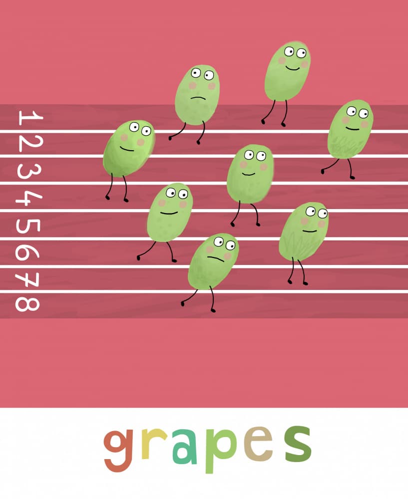 Playful Grape Racers by Carla Daly — canvas wall art