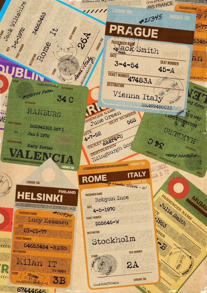 Nostalgic Travel Tickets by Nicholas — canvas wall art
