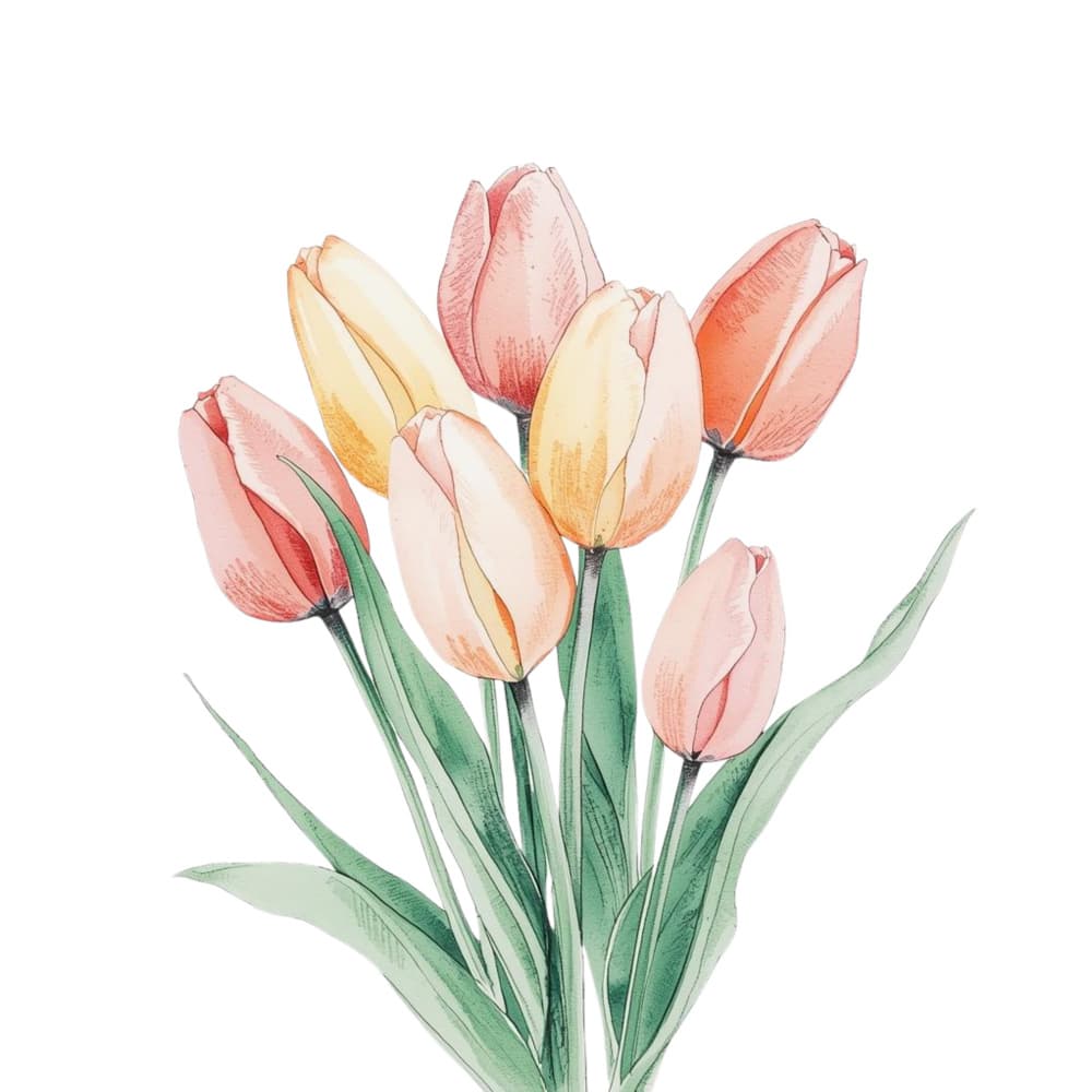 Watercolor Tulip Bouquet by Ohkimiko — canvas wall art