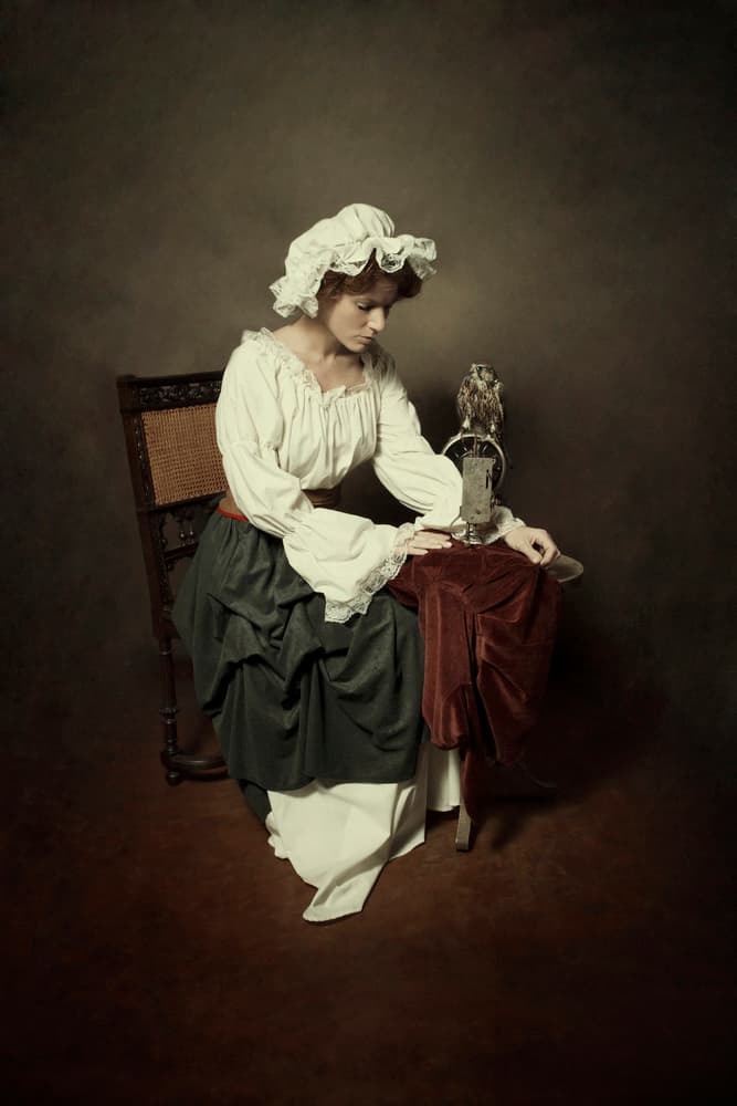 Quiet Seamstress Portrait by Carola Kayen-Mouthaan — canvas wall art