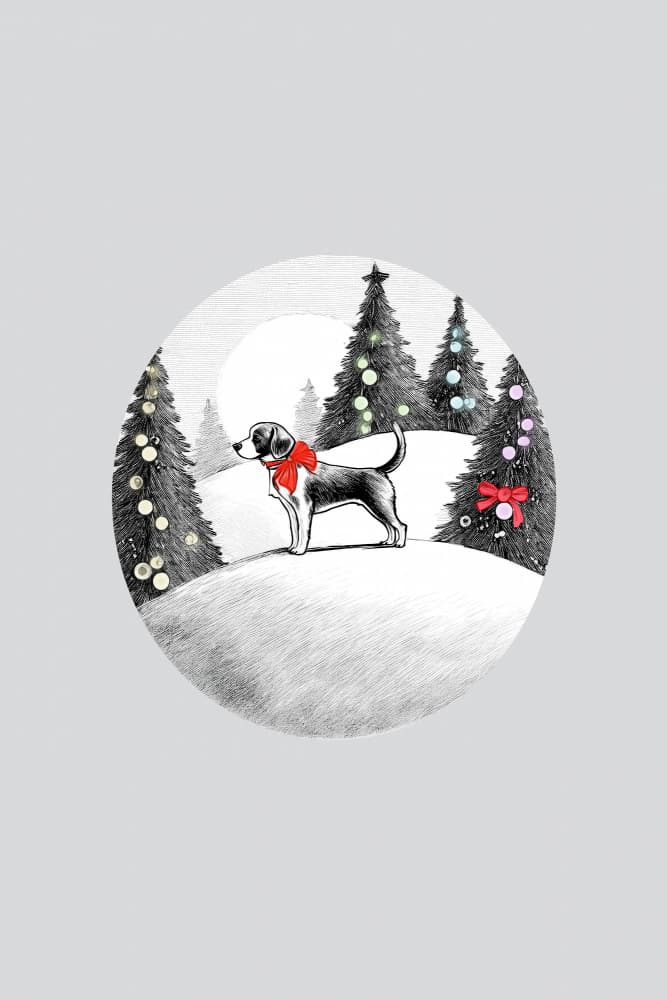 Christmas Dog In Snow by casa cartissi — canvas wall art