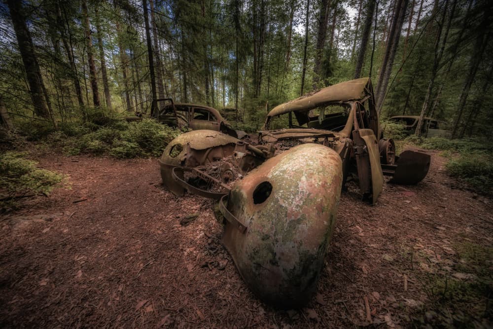 Nature's Car Graveyard by Benny Pettersson — canvas wall art