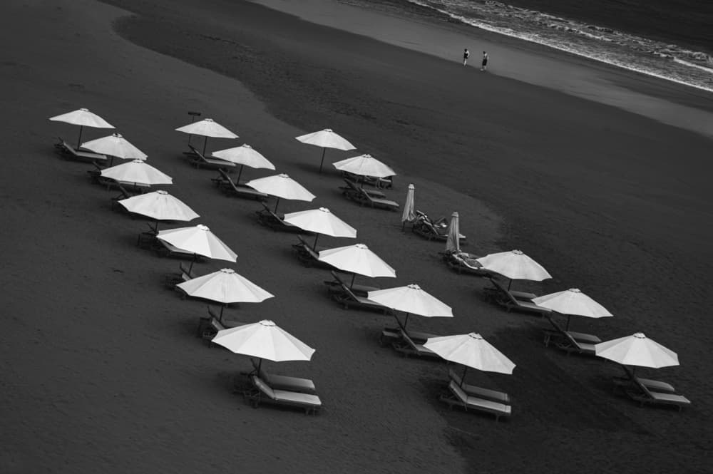 Orderly Beach Umbrellas by Ahmed Thabet — canvas wall art