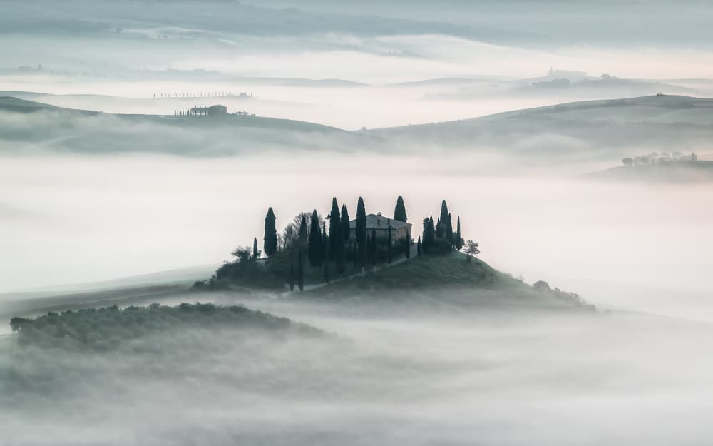 Misty Tuscan Villa by Sergio Barboni — canvas wall art