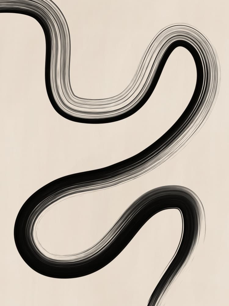 Flowing Black Form by Elena Ristova — canvas wall art