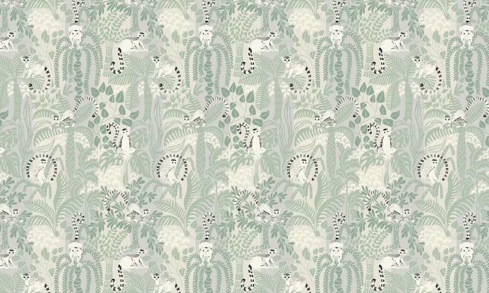 Lemurs Jungle Pattern by Annick — canvas wall art