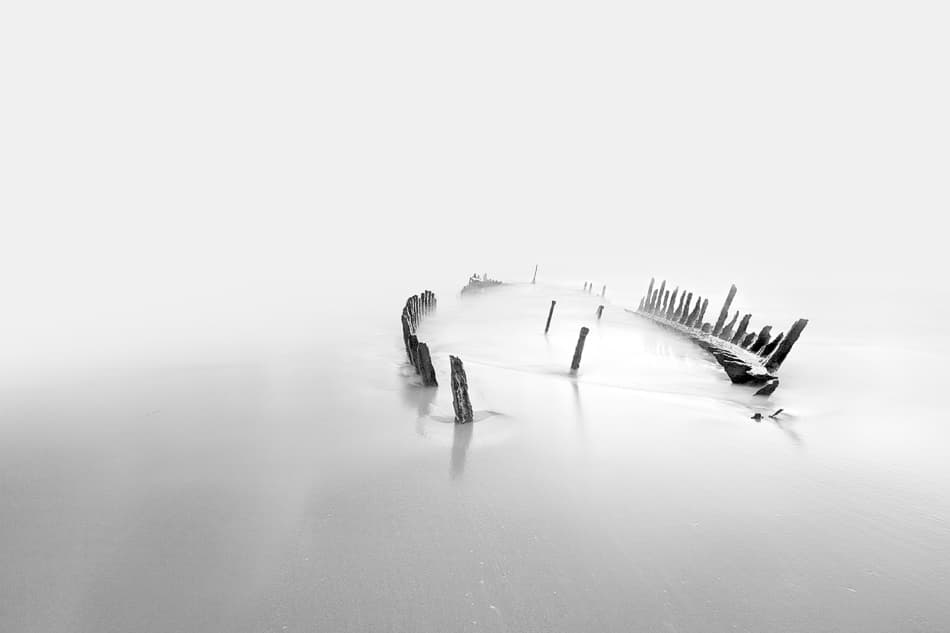 Ghost Ship on Foggy Coast by Mel Brackstone — canvas wall art