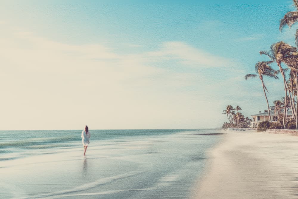 Woman On Serene Beach by Cindy Liu — canvas wall art