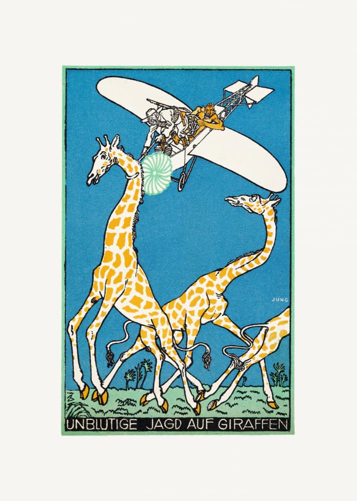 Bloodless Giraffe Hunt by Moriz Jung — canvas wall art