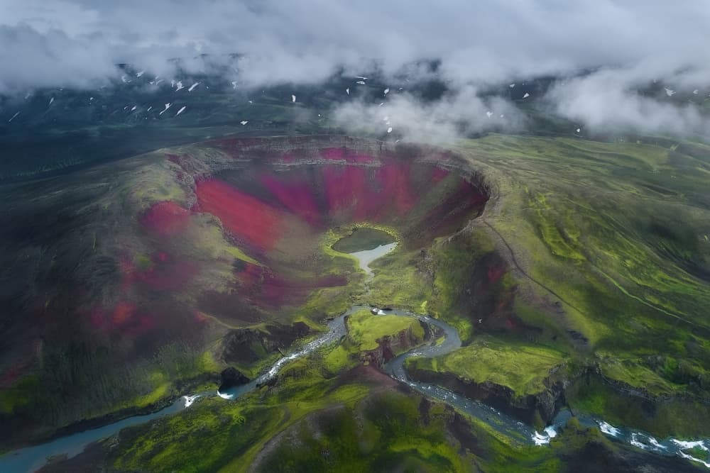 Vibrant Volcanic Crater by Javier de la Torre — canvas wall art