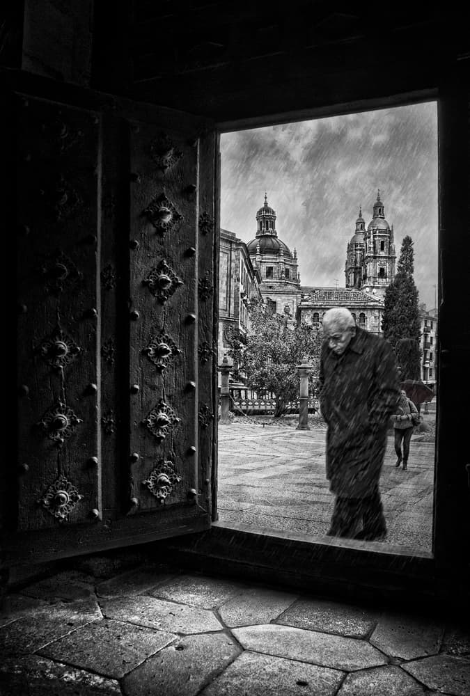 Old Man City Rain by Jose C. Lobato — canvas wall art