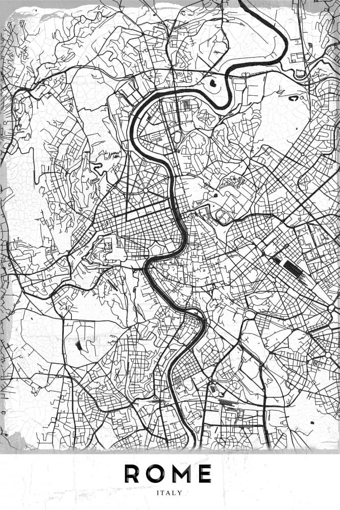Modern Rome City Map by StudioSix — canvas wall art