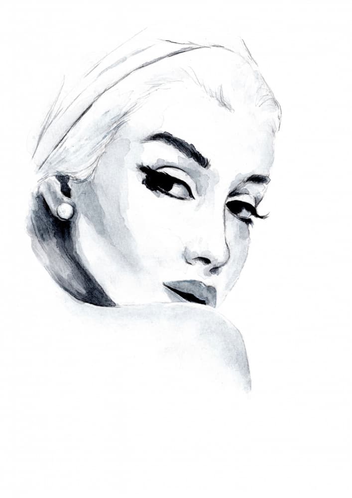 Elegant Watercolor Portrait by Helena Engström — canvas wall art