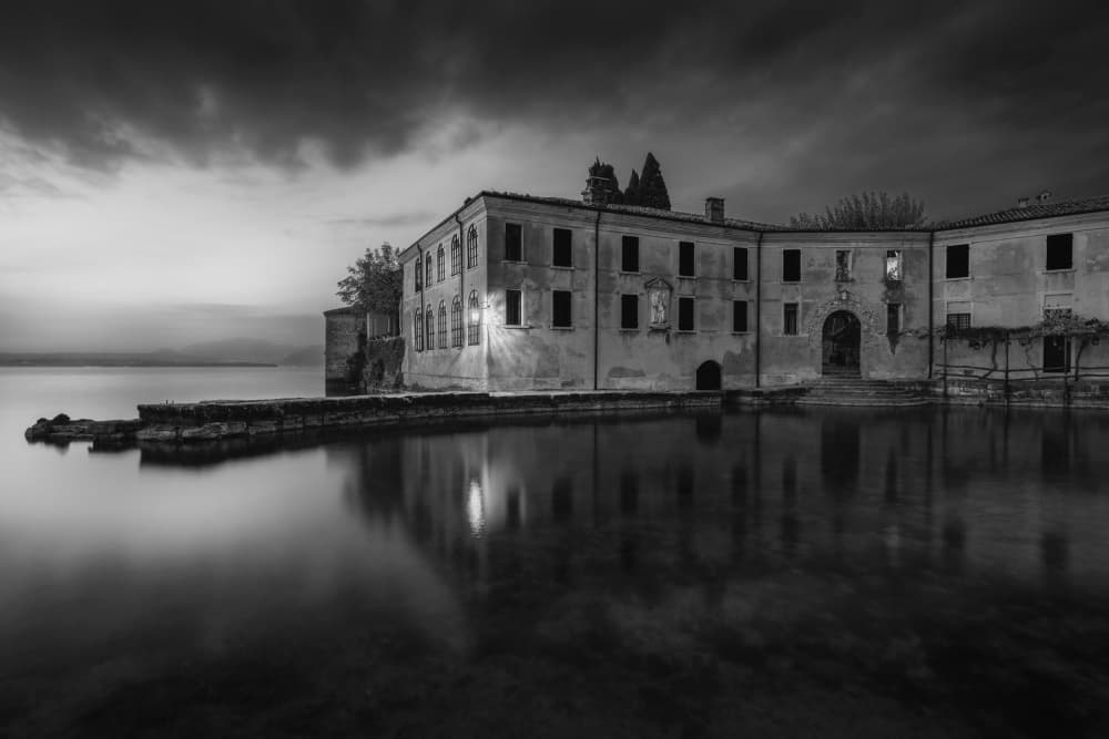 Moody Lakeside Villa by Thomas de Franzoni — canvas wall art