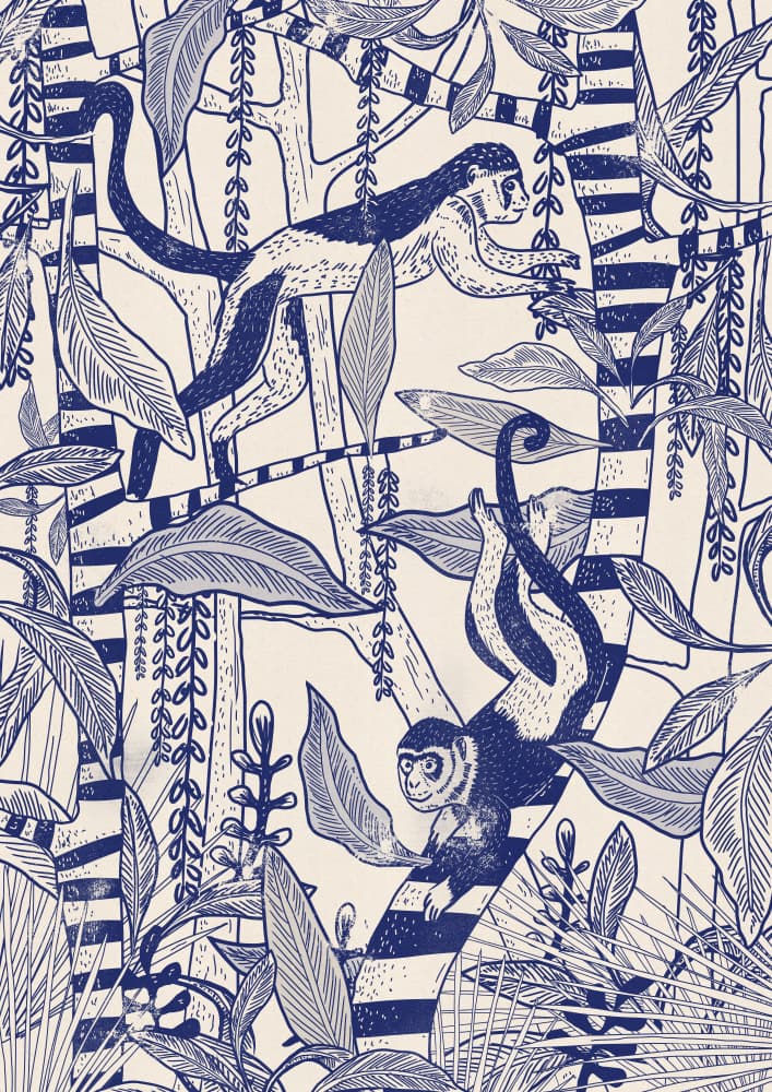 Lively Jungle Monkeys by Nicholas — canvas wall art