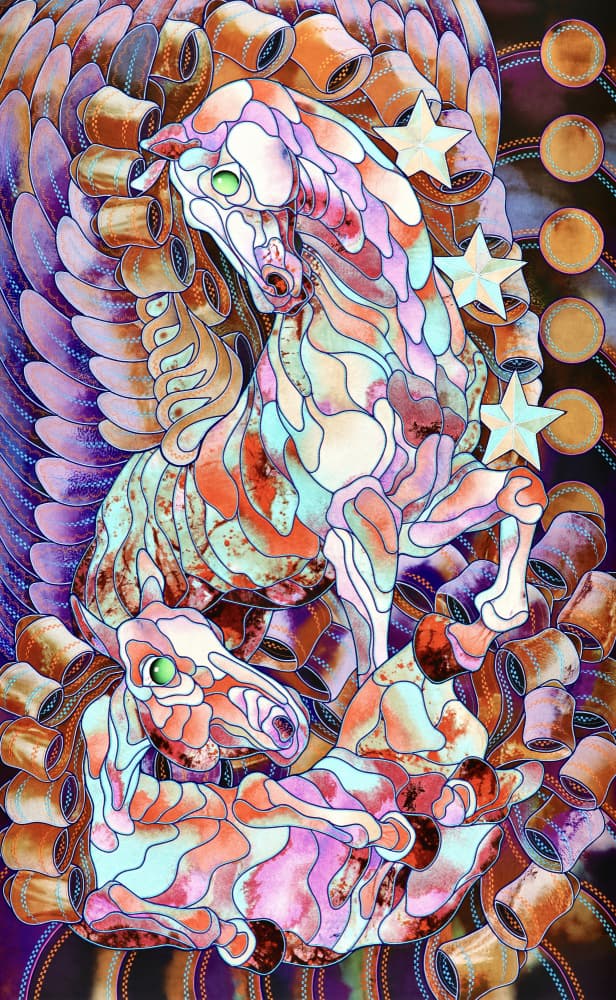 Fantasy Stained Glass Horses by Kostyantin Malginov — canvas wall art