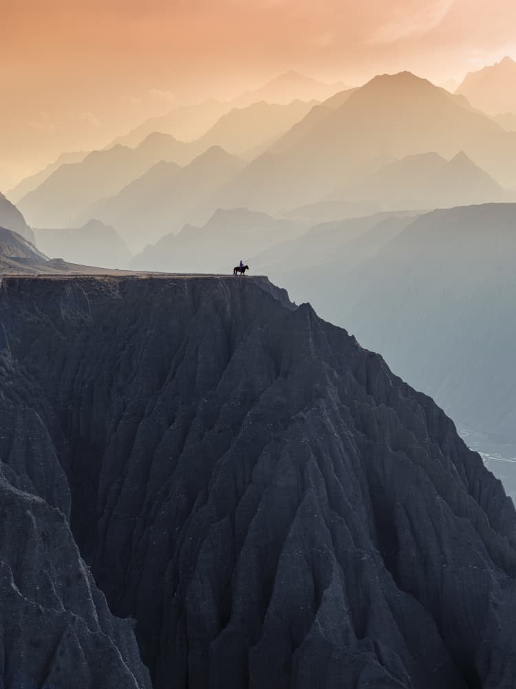 Solitary Cliff Rider by Cai  ning — canvas wall art