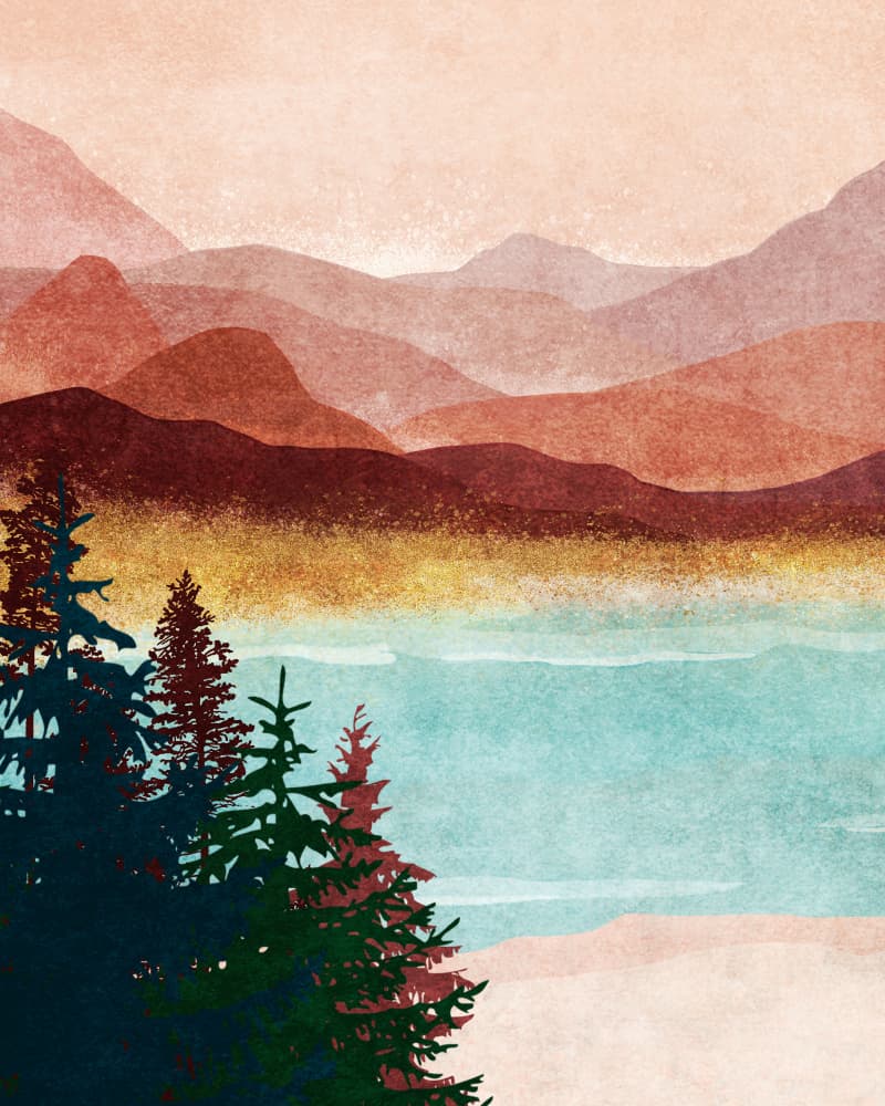 Misty Mountain Glow by Emel Tunaboylu — canvas wall art