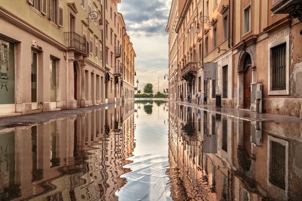 Wet City Street Reflection by Andrea Comari — canvas wall art