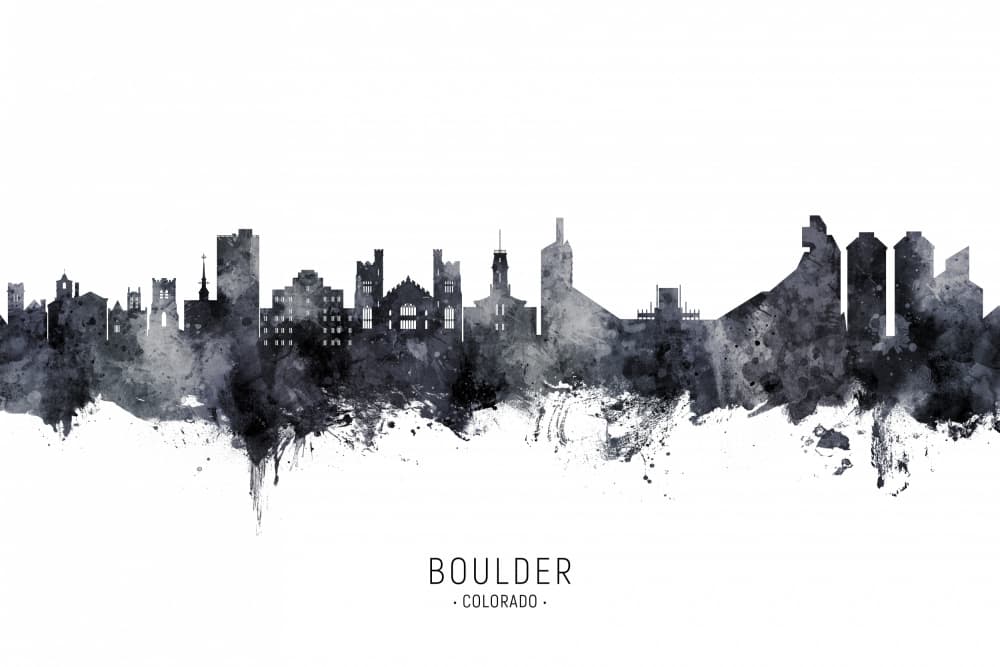 Boulder Colorado Skyline by Michael Tompsett — canvas wall art