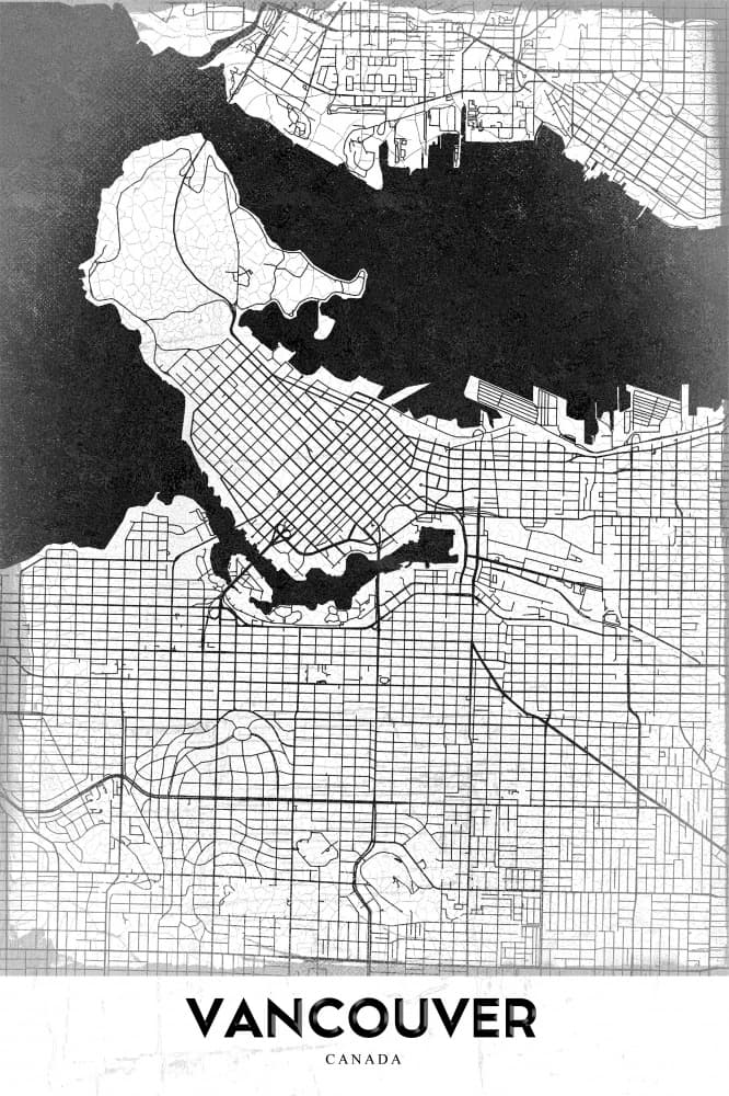 Modern Vancouver Map by StudioSix — canvas wall art